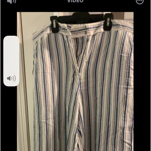 Woman blue and white strip capris.  Size 14P.